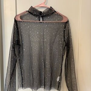 Sheer Black Polka Dot Women's Top